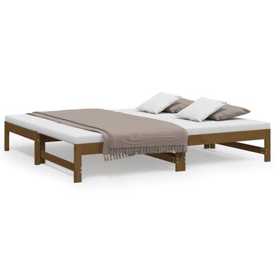 vidaXL Lit coulissant sans matelas marron miel 2x(75x190) cm