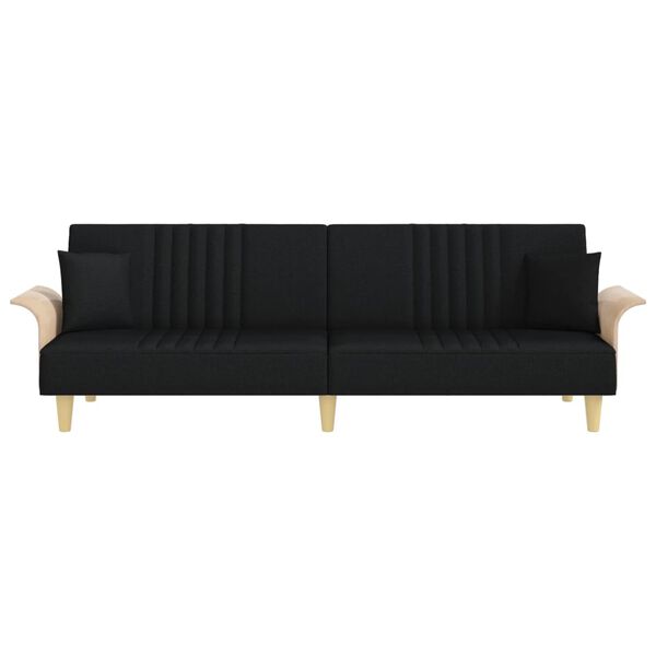 vidaXL Canap&eacute;-lit avec accoudoirs noir tissu