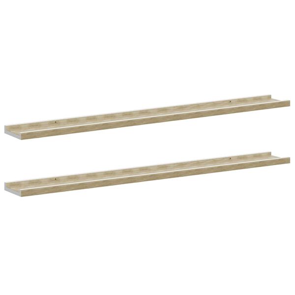 vidaXL &Eacute;tag&egrave;res murales 2 pcs blanc et ch&ecirc;ne sonoma 100x9x3 cm
