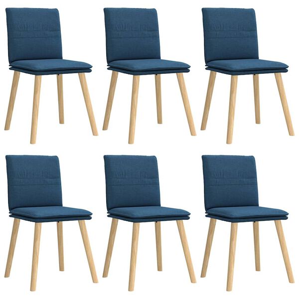 vidaXL Chaises &agrave; manger lot de 6 bleu tissu