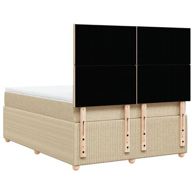 vidaXL Sommier à lattes de lit avec matelas Crème 140x190 cm Tissu