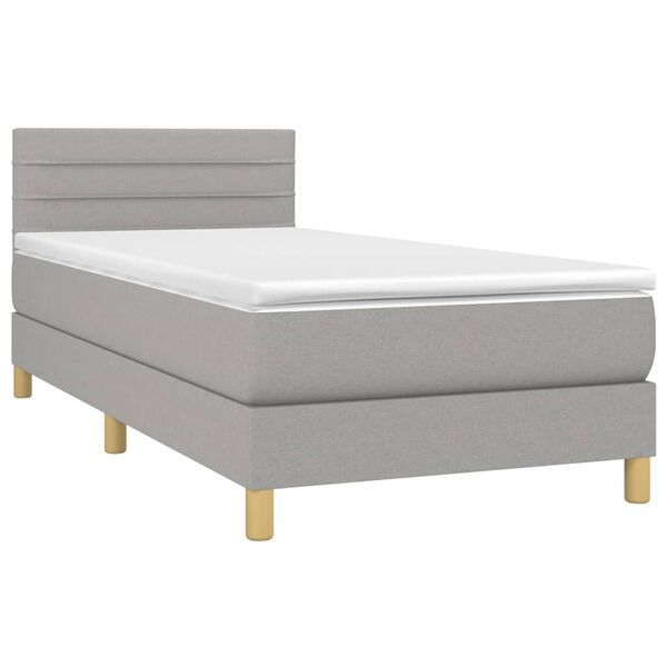 vidaXL Sommier &agrave; lattes de lit avec matelas Gris clair 90x200 cm Tissu