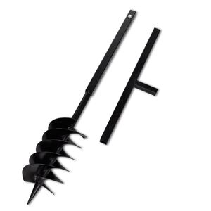 vidaXL Tari&egrave;re de sol avec m&egrave;che de tari&egrave;re 150 mm Acier Noir