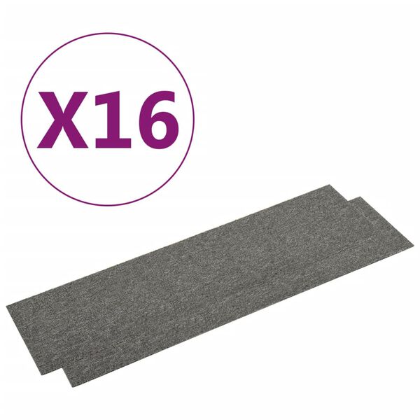vidaXL Dalles de tapis de sol 16 pcs 4 m&sup2; 25x100 cm Gris