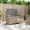 vidaXL Banc inclinable de jardin avec coussins beige r&eacute;sine tress&eacute;e