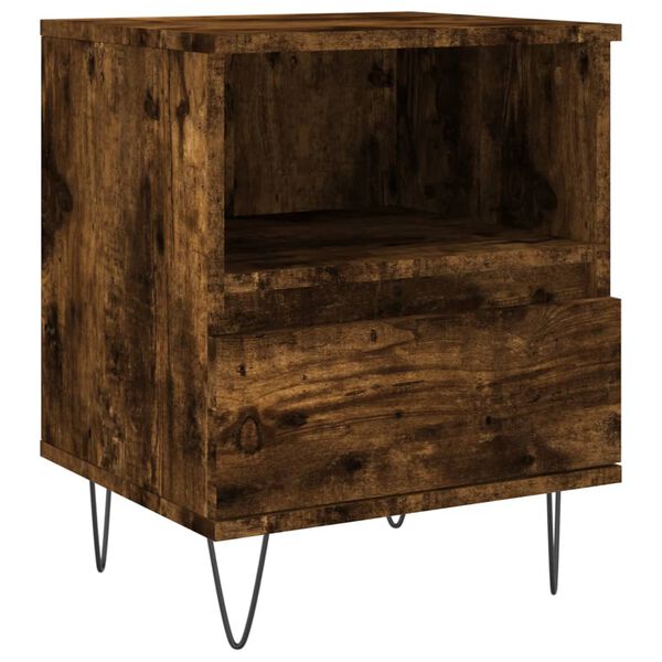 vidaXL Table de chevet ch&ecirc;ne fum&eacute; 40x35x50 cm bois d&rsquo;ing&eacute;nierie