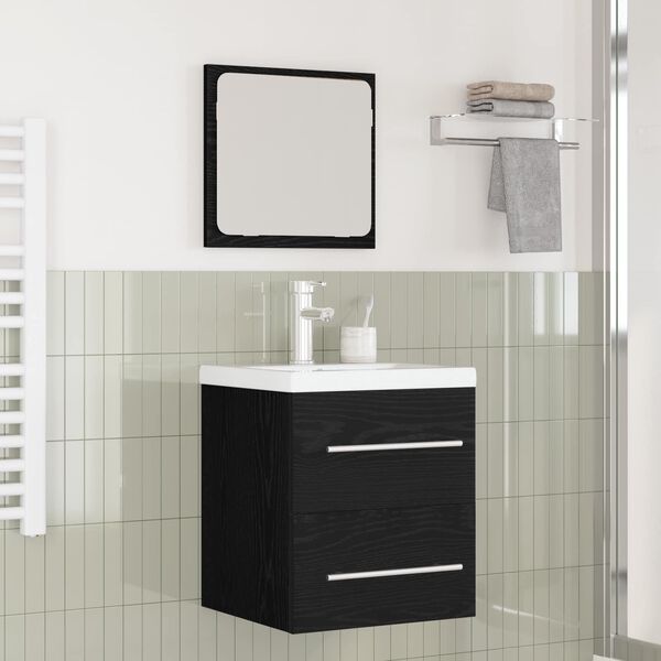 vidaXL Ensemble de mobilier de salle de bain 2 pcs Ch&ecirc;ne noir