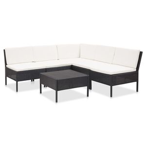 vidaXL Salon de jardin 6 pcs avec coussins R&eacute;sine tress&eacute;e Noir