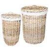 vidaXL Panier &agrave; linge avec couvercle 2 pcs Gris Kubu Rattan Kubu