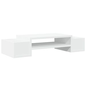 vidaXL Support de moniteur avec rangement blanc bois d'ing&eacute;nierie