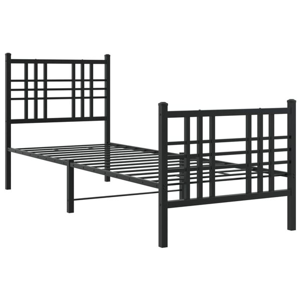 vidaXL Cadre de lit m&eacute;tal sans matelas avec pied de lit noir 80x200 cm