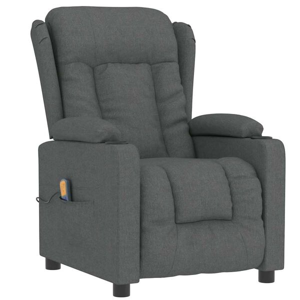 vidaXL Fauteuil de massage Gris foncé Tissu