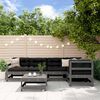 vidaXL Salon de jardin 6 pcs avec coussins gris bois massif