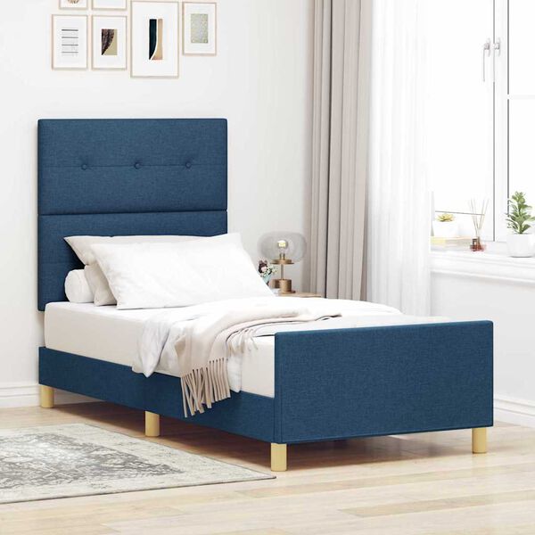 vidaXL Cadre de lit avec t&ecirc;te de lit Bleu 80 x 200 cm tissu