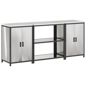 vidaXL Ensemble de rangement cuisine 3 pcs Argent&eacute; Acier inoxydable