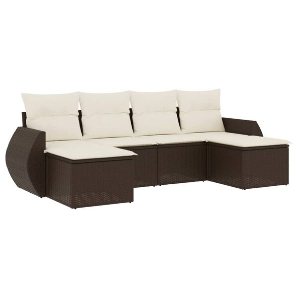 vidaXL Salon de jardin avec coussins 6 pcs marron r&eacute;sine tress&eacute;e