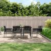 vidaXL Ensemble &agrave; manger de jardin coussins 7 pcs noir rotin et acier