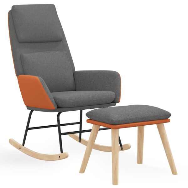 vidaXL Chaise &agrave; bascule avec repose-pied Gris clair Tissu