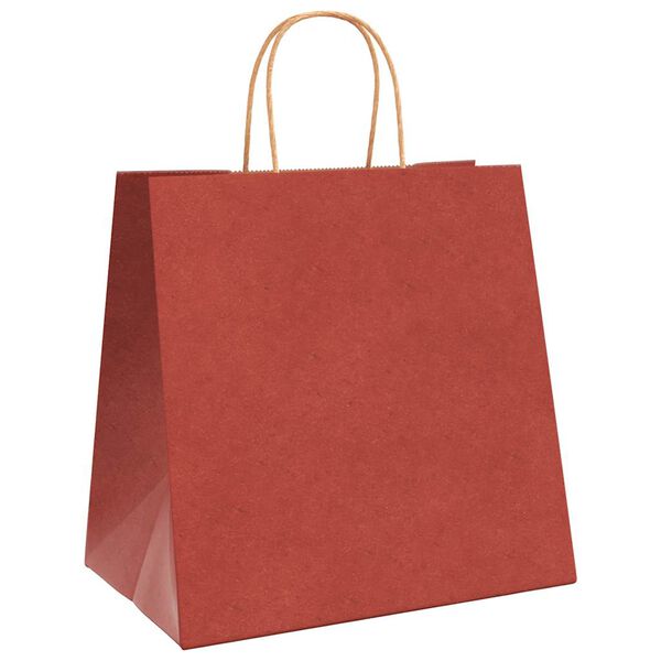 vidaXL Sacs en papier 250 pcs avec poign&eacute;es rouge 26x17x25 cm