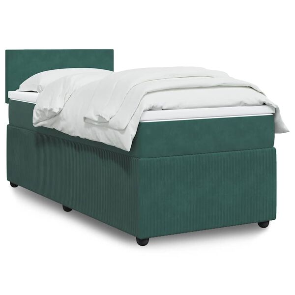 vidaXL Sommier &agrave; lattes de lit avec matelas Vert fonc&eacute; 90x190 cm