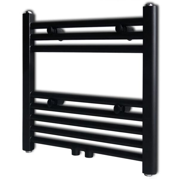 vidaXL Sèche-serviettes eau chaude à rails droits noir 480 x 480 mm