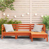 vidaXL Canap&eacute; de jardin 3 places repose-pied cire marron bois massif