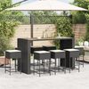 vidaXL Ensemble de bar de jardin 9 pcs avec coussins noir poly rotin