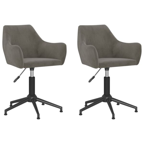vidaXL Chaises pivotantes &agrave; manger lot de 2 gris fonc&eacute; velours