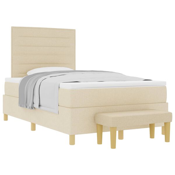 vidaXL Lit &agrave; ressorts avec matelas Cr&egrave;me 120 x 200 cm tissu