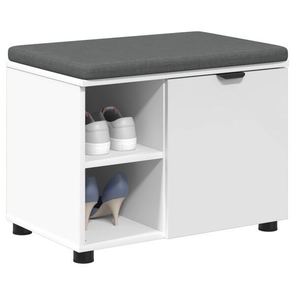 vidaXL Banc d'entr&eacute;e avec coussin Uni Blanc 60 x 38 x 46 cm