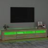 vidaXL Meuble TV avec lumières LED Chêne sonoma 210x35x40 cm