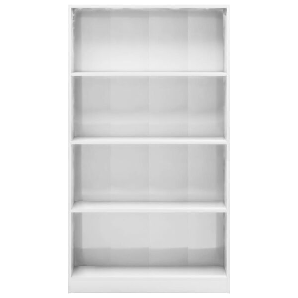 vidaXL Biblioth&egrave;que &agrave; 4 niveaux Blanc brillant Bois d&rsquo;ing&eacute;nierie