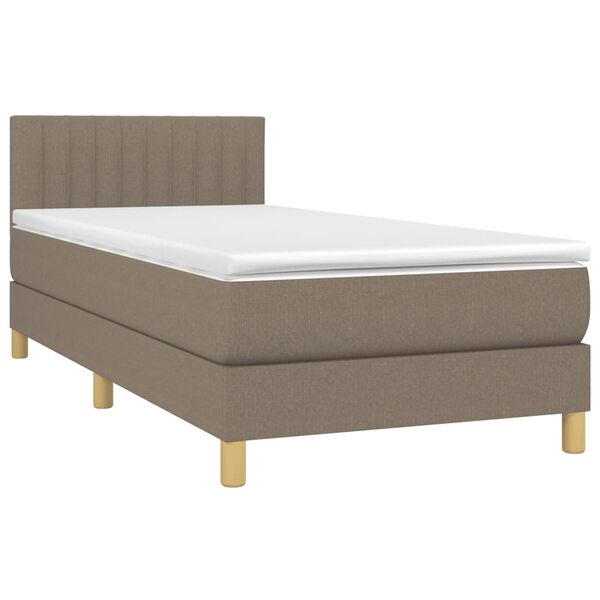 vidaXL Sommier &agrave; lattes de lit avec matelas LED Taupe 90x190 cm Tissu