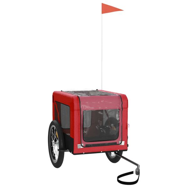 vidaXL Remorque de v&eacute;lo pour animaux de compagnie rouge et noir
