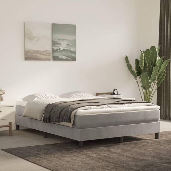 vidaXL Sommier &agrave; lattes de lit et matelas Gris clair 140x200cm Velours