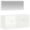 vidaXL Armoire de bain avec miroir blanc brillant bois d'ing&eacute;nierie