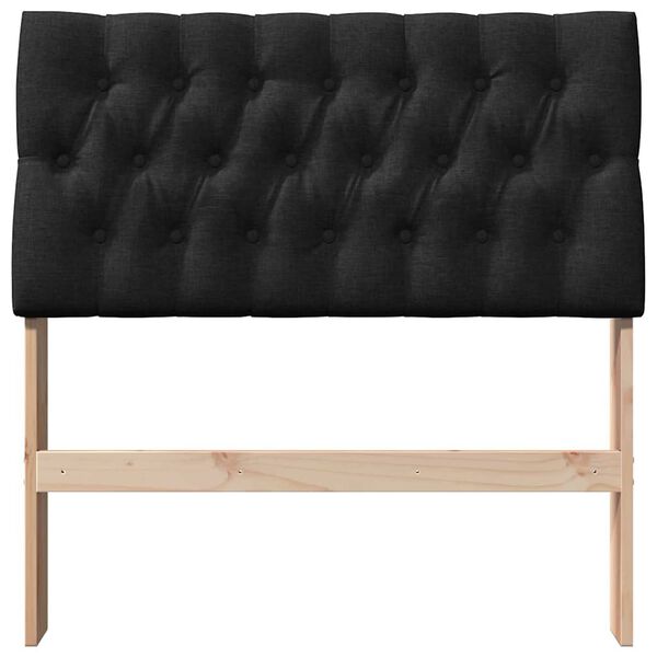 vidaXL T&ecirc;te de lit capitonn&eacute;e Noir 90 cm Pin massif