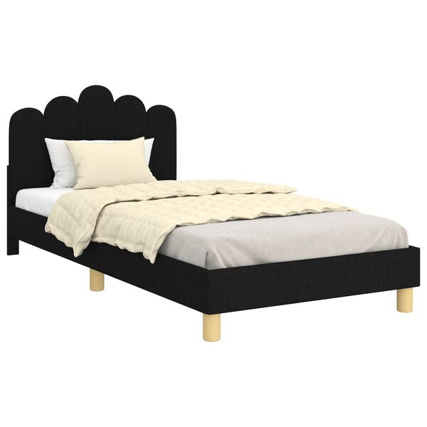 vidaXL Cadre de lit pour enfants avec t&ecirc;te de lit Noir 90 x 200 cm