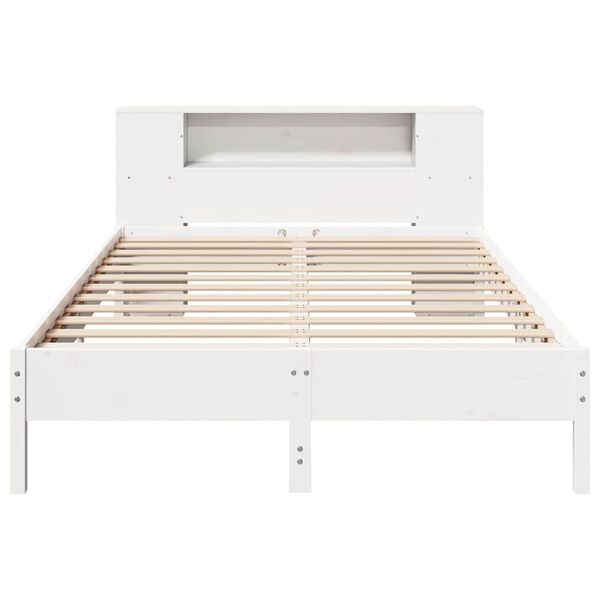 vidaXL Lit biblioth&egrave;que sans matelas blanc 135x190 cm bois pin massif