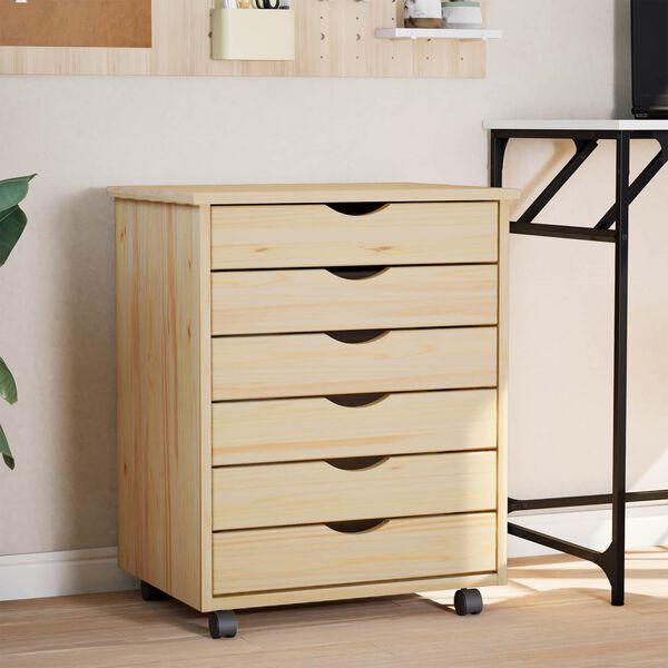 vidaXL Cabinet Roulant avec Tiroirs avec roue MOSS Vernis transparent