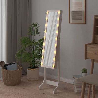 vidaXL Miroir sur pied blanc avec LED blanc 34x37x146 cm