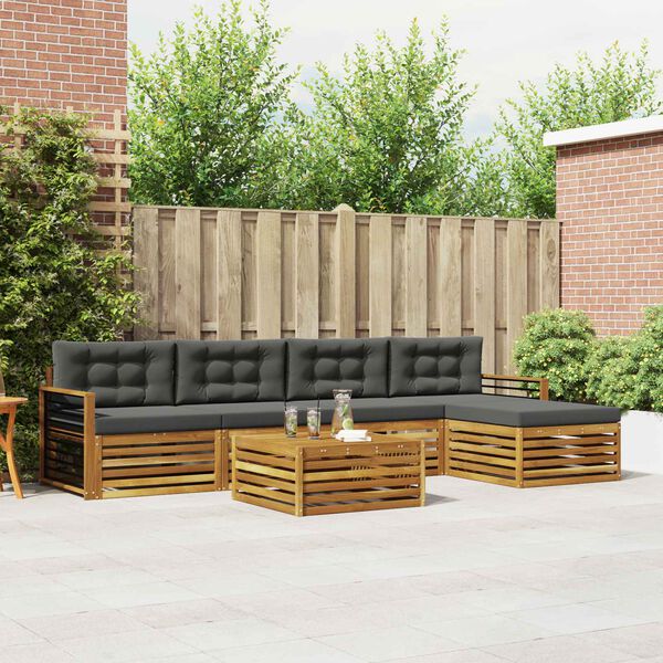 vidaXL Ensemble de canap&eacute;s d'ext&eacute;rieur 6 pcs Naturel et Anthracite