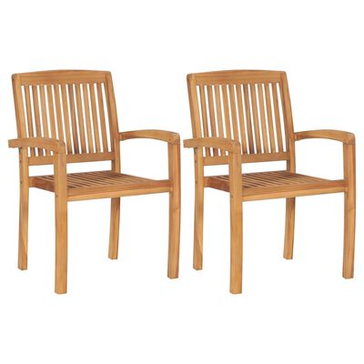 vidaXL Chaises de jardin lot de 2 et coussins blanc crème Bois de teck