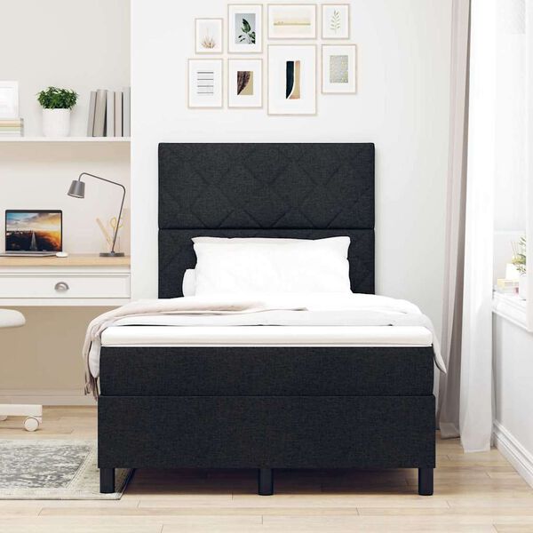 vidaXL Lit &agrave; ressorts avec matelas Noir 120 x 190 cm tissu