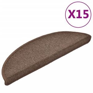 vidaXL Tapis d'escalier 15 pi&egrave;ces 56 x 17 x 3 cm marron caf&eacute; demi-rond