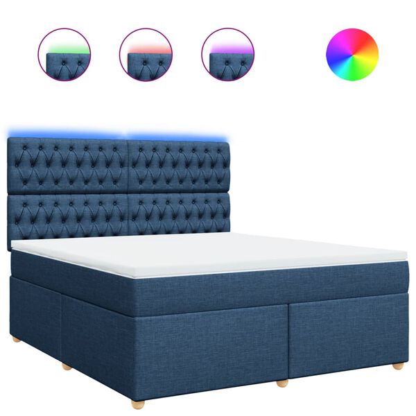 vidaXL Sommier &agrave; lattes de lit avec matelas Bleu 180x200 cm Tissu
