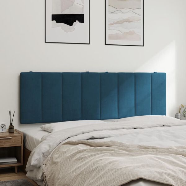 vidaXL Coussin de t&ecirc;te de lit Hanko bleu 160 cm velours