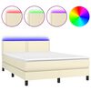 vidaXL Sommier &agrave; lattes de lit avec matelas et LED Cr&egrave;me 140x190 cm