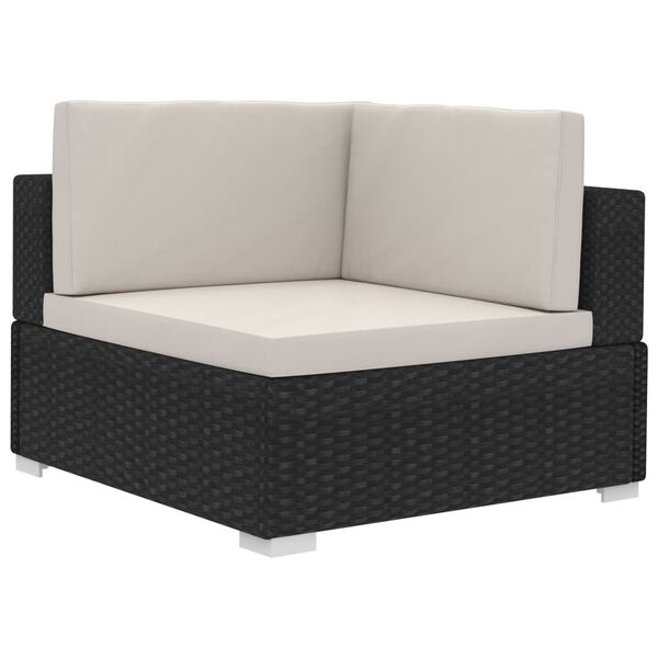 vidaXL Salon de jardin 4 pcs avec coussins r&eacute;sine tress&eacute;e noir