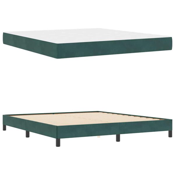 vidaXL Lit &agrave; ressorts avec matelas Vert fonc&eacute; 180 x 210 cm tissu